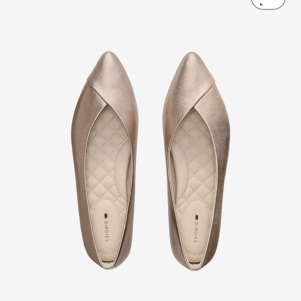 Birdies Metallic Rose Gold Pointed Toe Flats